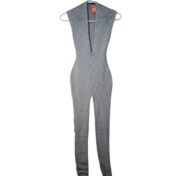 Tops - Gray Sleeveless Knit Jumpsuit